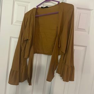 Mustard Yellow Cropped Wrap Top